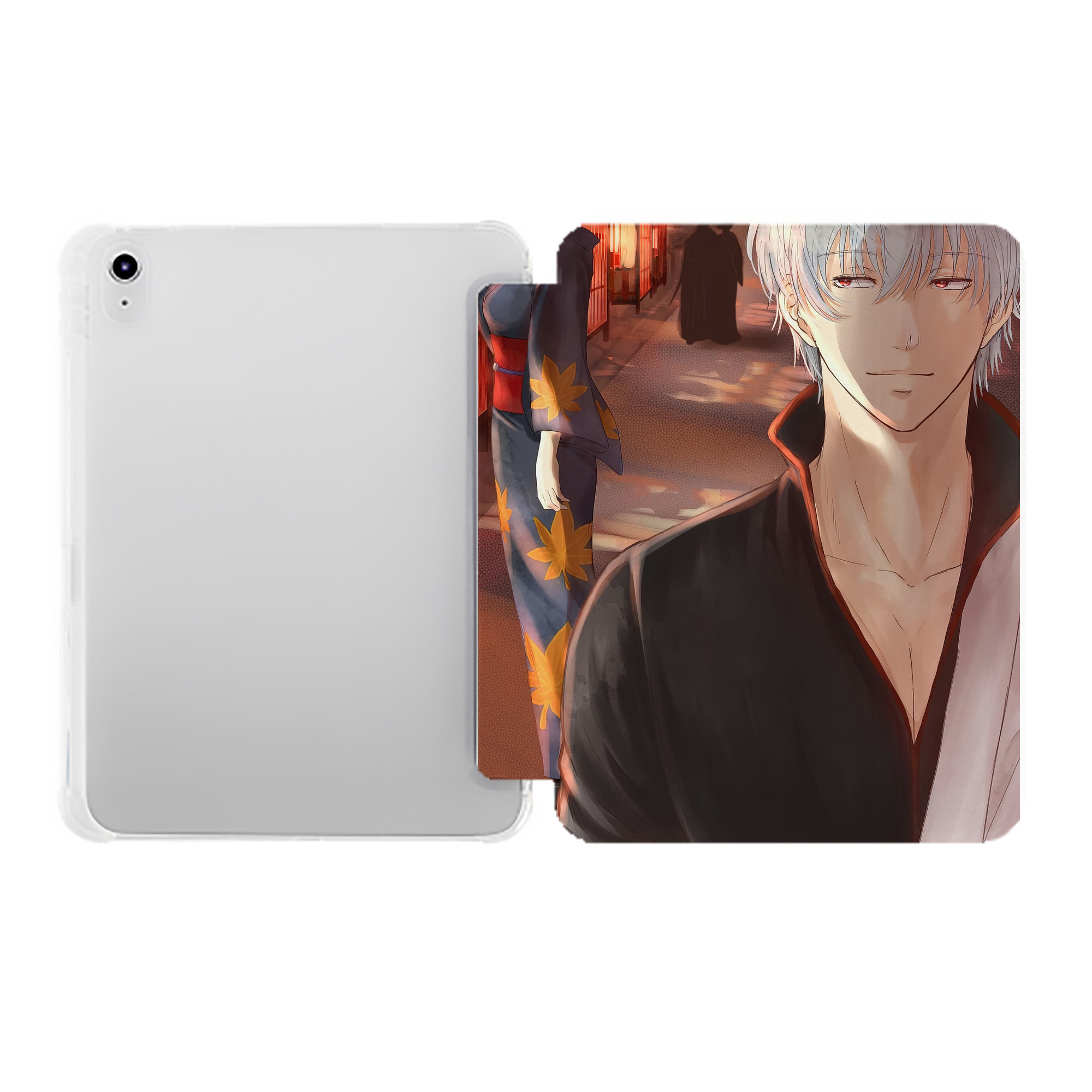 （画像用） ぎんたま 坂田銀時（さかたぎんとき） 神楽 志村新八（しむら しんぱち） GINTAMA Sakata Gintoki Kagura Shimura Shinpachi IPad ケース ペン収納付き 三つ折りスタンド PUレザー×シリコン 対応機種9.5/10.5/10.9インチ
